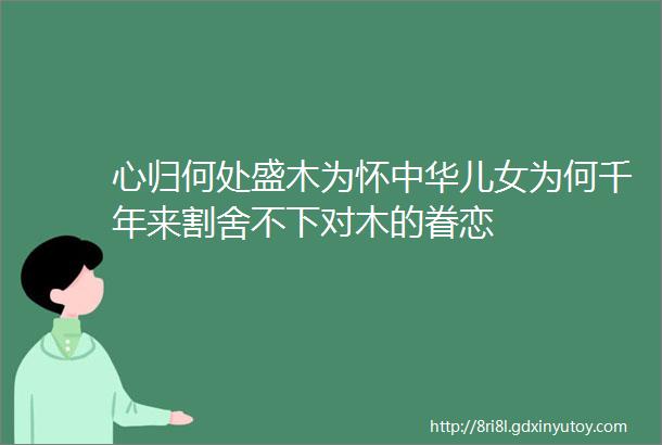 心归何处盛木为怀中华儿女为何千年来割舍不下对木的眷恋